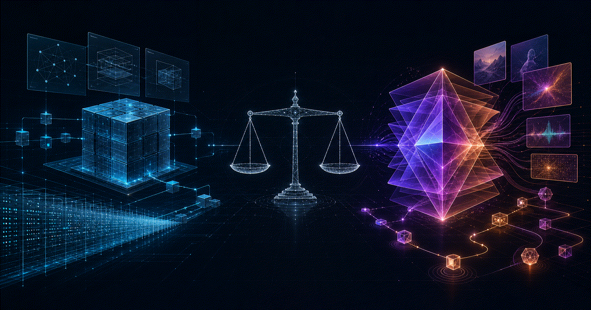 GLM-5.2 versus Qwen3.8 decision illustration: a stable open engineering stack faces an evolving multimodal preview stack across a balanced evidence scale